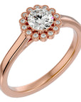 Inel de Logodnă din Aur 14k cu Moissanite Halo Etern în Crescendo de 0.60 ct din 14k Aur Roz - Castelo.ro
