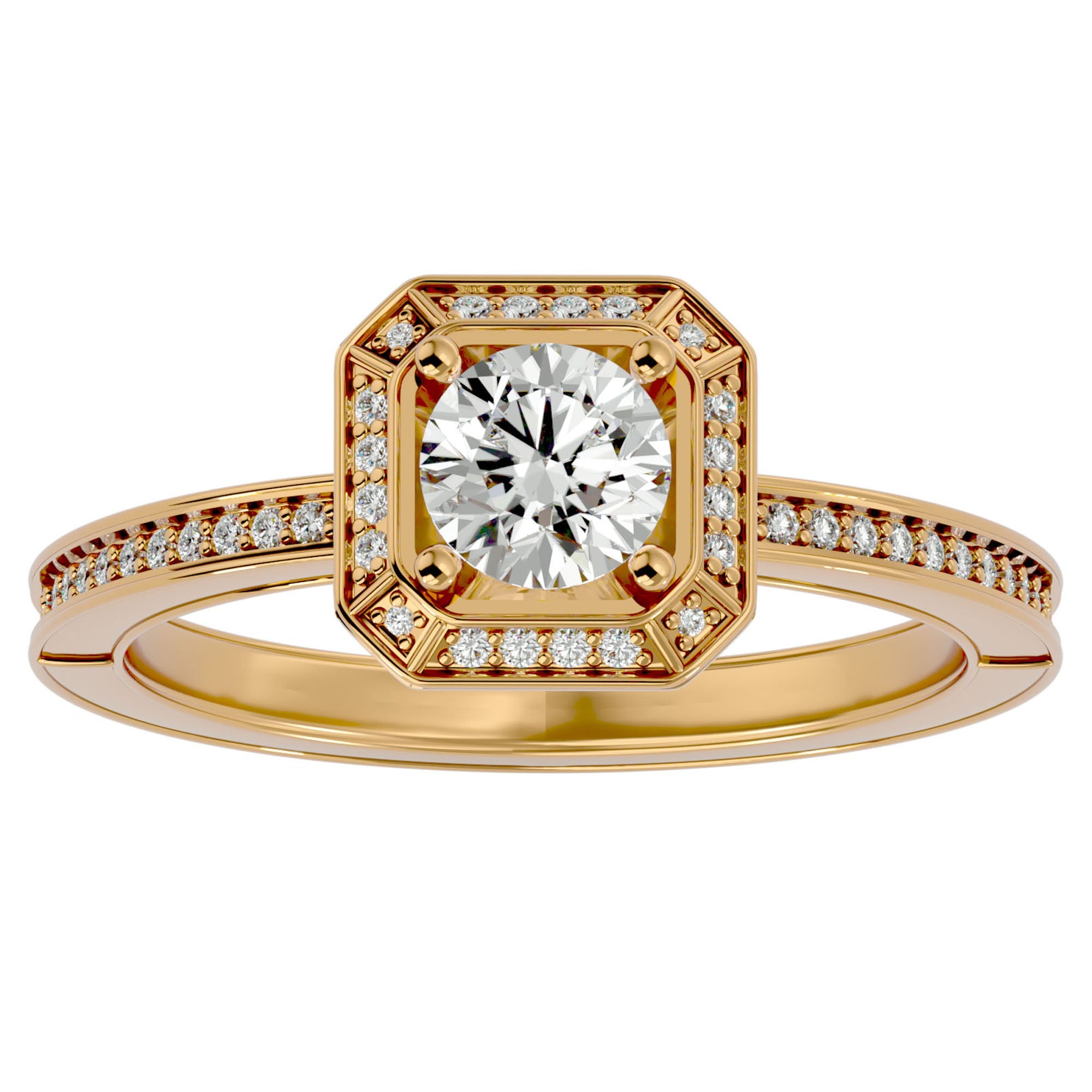 Inel de Logodnă din Aur 14k cu Diamante Naturale Halo Etern în Crescendo de 0.78 ct din 14k Aur Galben - Castelo.ro
