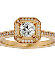 Inel de Logodnă cu Diamante Create în Laborator Halo Etern în Crescendo de 0.78 ct din 18k Aur Galben - Castelo.ro