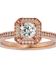 Inel de Logodnă cu Diamante Create în Laborator Halo Etern în Crescendo de 0.78 ct din 18k Aur Roz - Castelo.ro