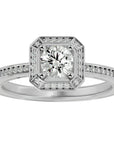 Inel de Logodnă din Aur 14k cu Diamante Naturale Halo Etern în Crescendo de 0.78 ct din 14k Aur Alb - Castelo.ro