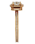 Inel de Logodnă din Aur 14k cu Diamante Create în Laborator Halo Etern în Crescendo de 0.78 ct din 14k Aur Galben - Castelo.ro