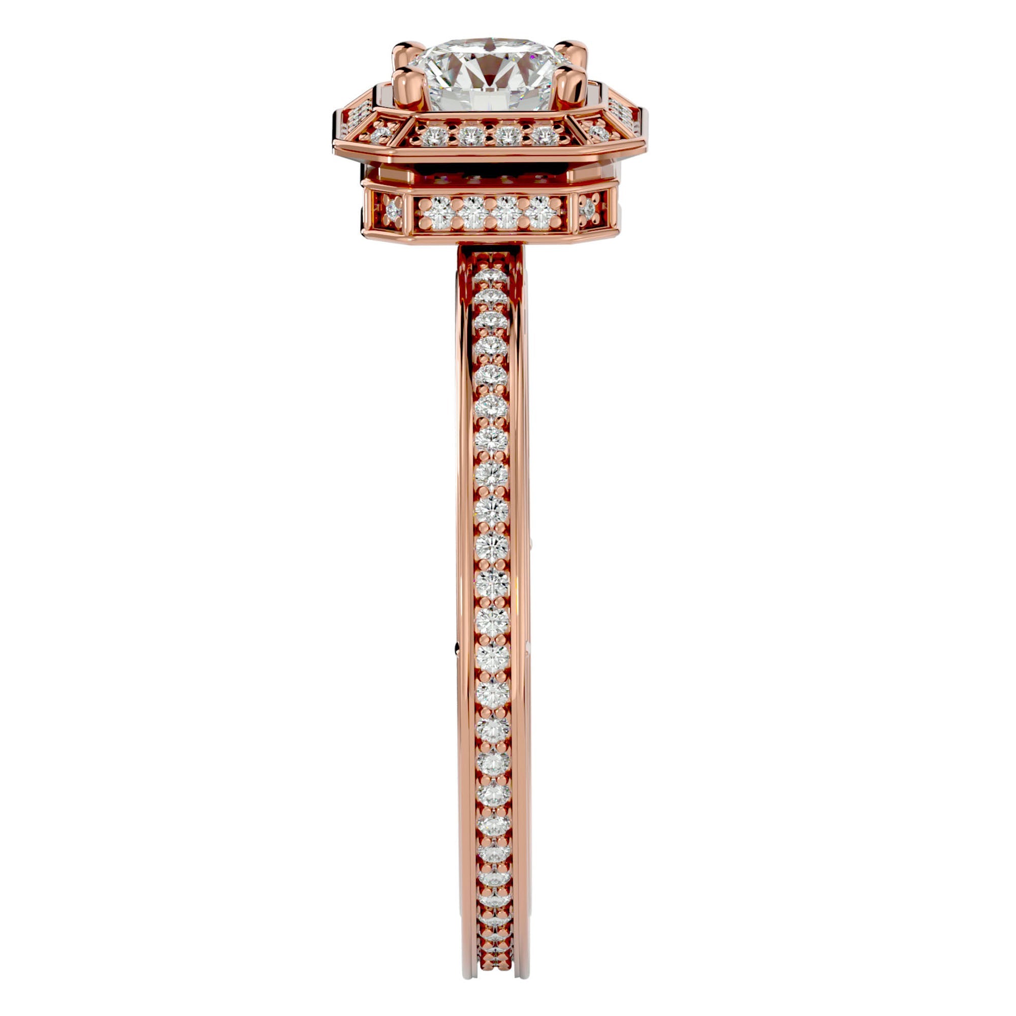 Inel de Logodnă din Aur 14k cu Diamante Naturale Halo Etern în Crescendo de 0.78 ct din 14k Aur Roz - Castelo.ro