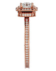 Inel de Logodnă din Aur 14k cu Moissanite Halo Etern în Crescendo de 0.78 ct din 14k Aur Roz - Castelo.ro