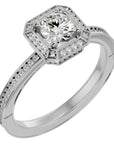 Inel de Logodnă cu Moissanite Halo Etern în Crescendo de 0.78 ct din Platina - Castelo.ro