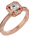 Inel de Logodnă din Aur 14k cu Diamante Create în Laborator Halo Etern în Crescendo de 0.78 ct din 14k Aur Roz - Castelo.ro