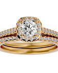 Inel de Logodnă din Aur 14k cu Moissanite Halo Etern Pavé de 1.15 ct din 14k Aur Galben - Castelo.ro