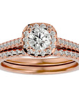 Inel de Logodnă cu Diamante Naturale Halo Etern Pavé de 1.15 ct din 18k Aur Roz - Castelo.ro