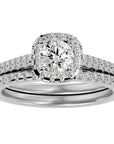 Inel de Logodnă din Aur 14k cu Diamante Create în Laborator Halo Etern Pavé de 1.15 ct din 14k Aur Alb - Castelo.ro