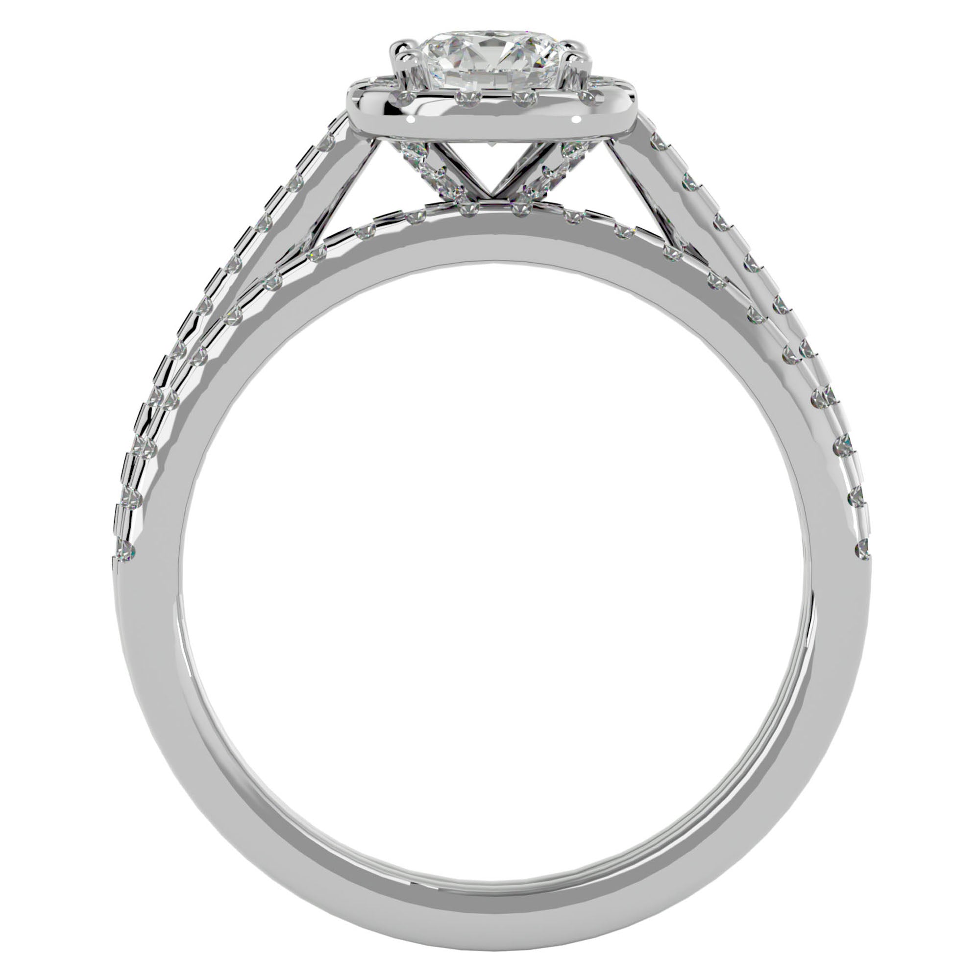 Inel de Logodnă cu Moissanite Halo Etern Pavé de 1.15 ct din Platina - Castelo.ro