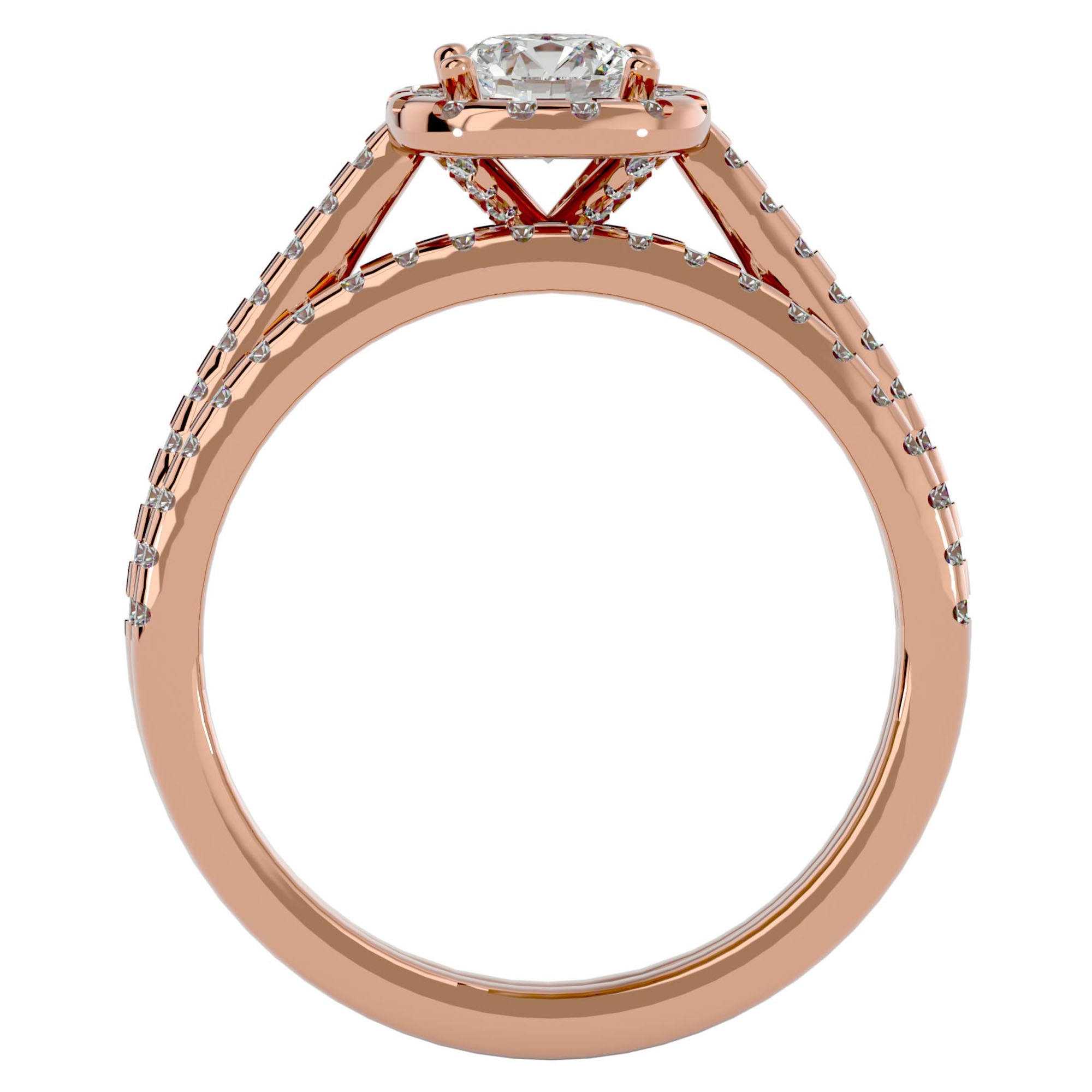 Inel de Logodnă din Aur 14k cu Diamante Create în Laborator Halo Etern Pavé de 1.15 ct din 14k Aur Roz - Castelo.ro
