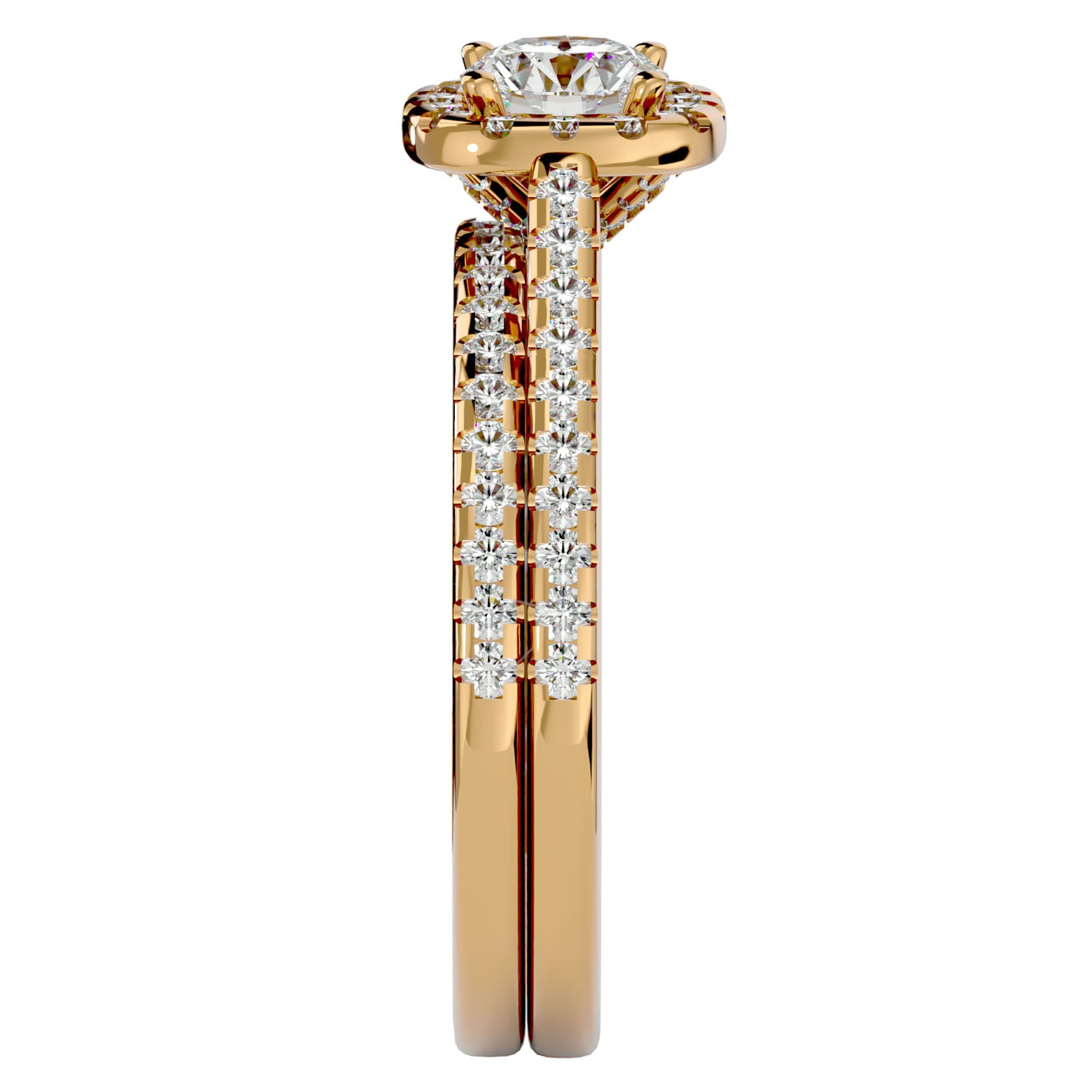 Inel de Logodnă din Aur 14k cu Diamante Create în Laborator Halo Etern Pavé de 1.15 ct din 14k Aur Galben - Castelo.ro