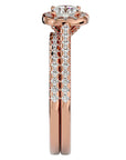Inel de Logodnă cu Diamante Naturale Halo Etern Pavé de 1.15 ct din 18k Aur Roz - Castelo.ro