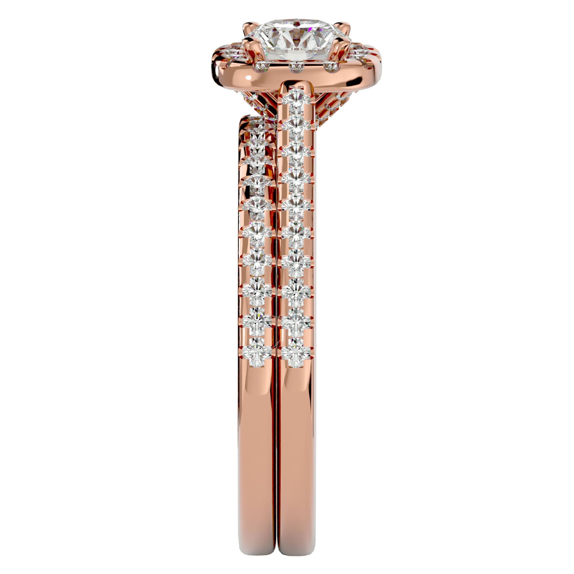 Inel de Logodnă din Aur 14k cu Diamante Create în Laborator Halo Etern Pavé de 1.15 ct din 14k Aur Roz - Castelo.ro