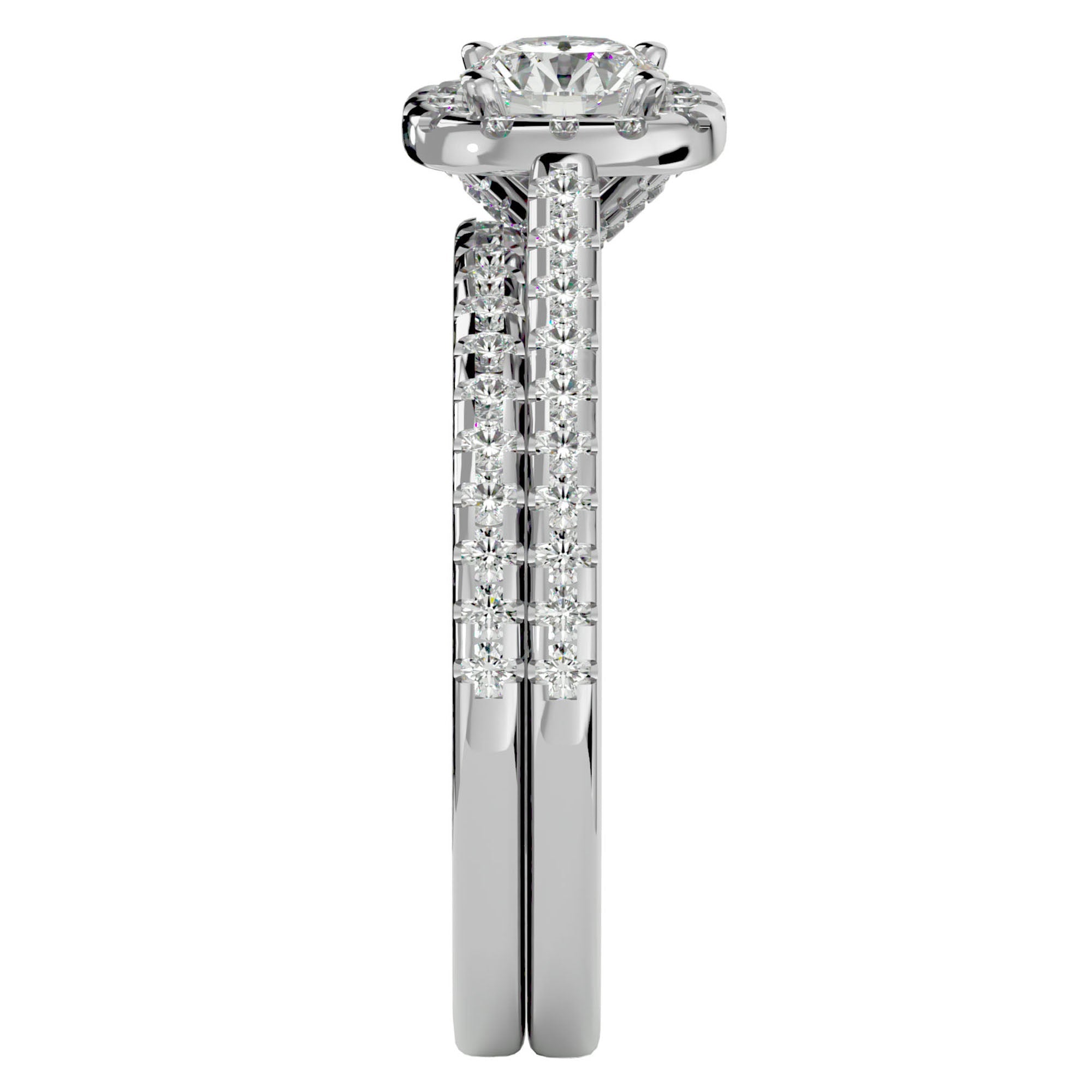 Inel de Logodnă cu Diamante Naturale Halo Etern Pavé de 1.15 ct din Platina - Castelo.ro