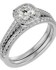 Inel de Logodnă cu Moissanite Halo Etern Pavé de 1.15 ct din Platina - Castelo.ro