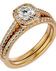 Inel de Logodnă din Aur 14k cu Moissanite Halo Etern Pavé de 1.15 ct din 14k Aur Galben - Castelo.ro