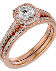 Inel de Logodnă din Aur 14k cu Moissanite Halo Etern Pavé de 1.15 ct din 14k Aur Roz - Castelo.ro