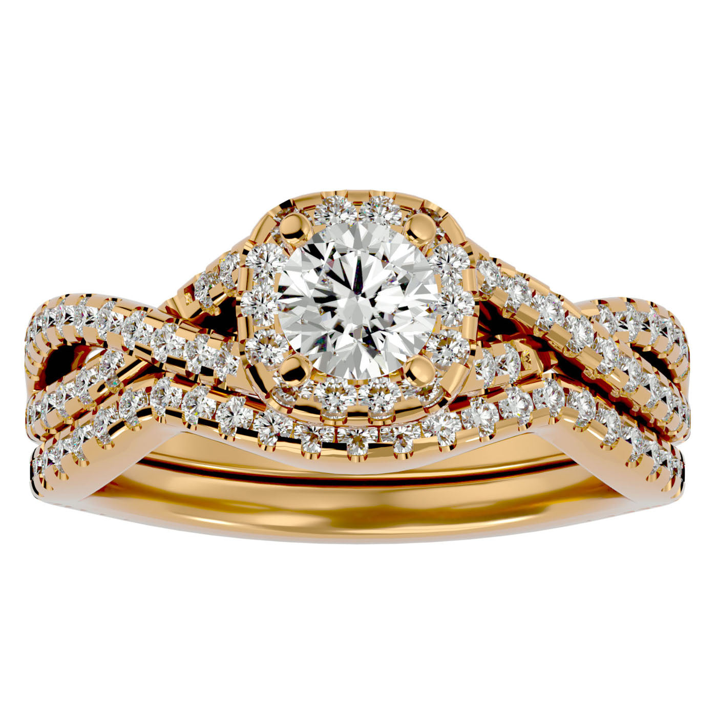 Inel Bijou Céleste cu Moissanite Pavè de 1.08 ct din 18k Aur Galben - Castelo.ro