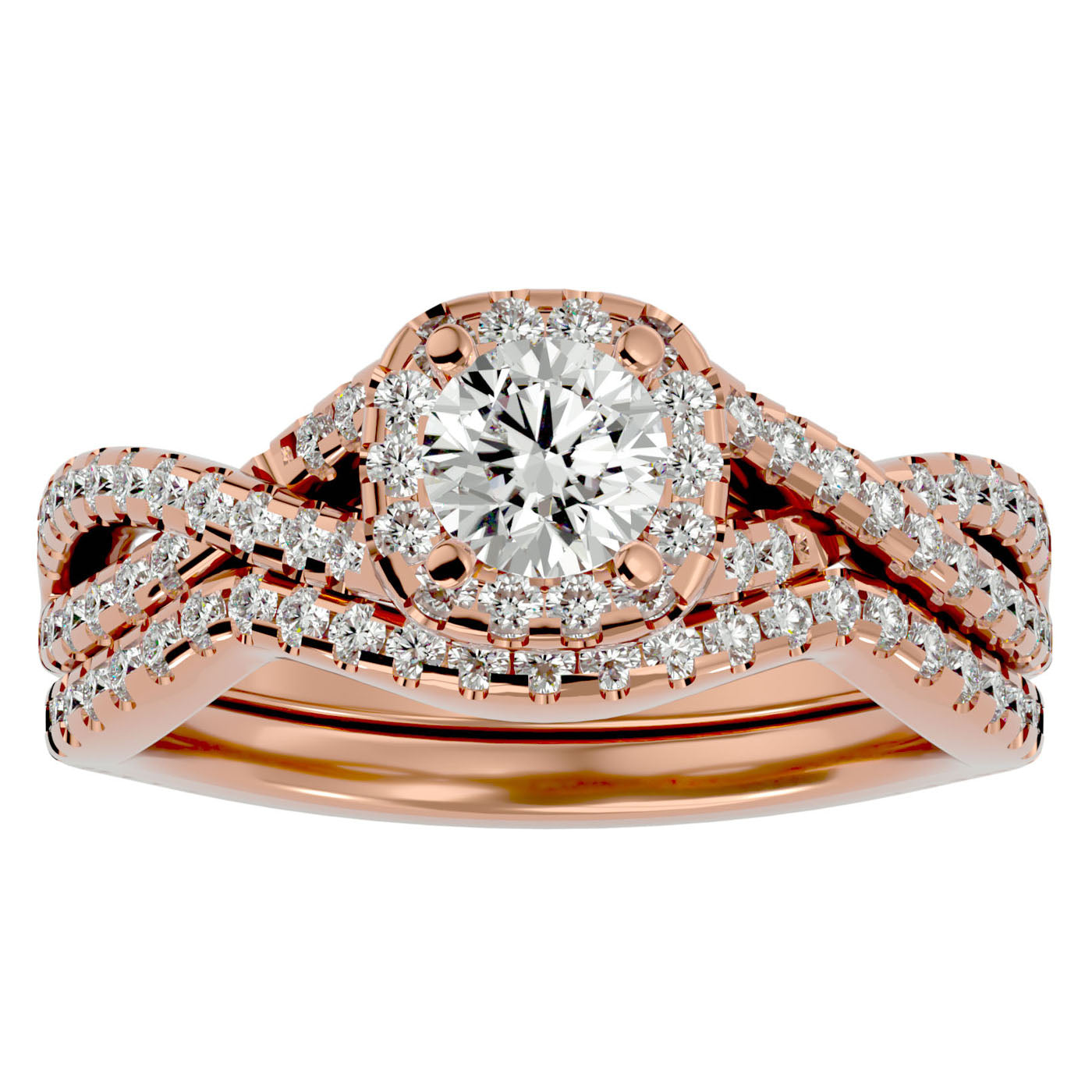 Inel Bijou Céleste cu Moissanite Pavè de 1.08 ct din 18k Aur Roz - Castelo.ro