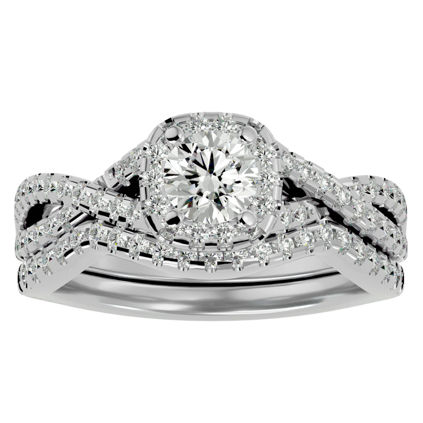 Inel Bijou Céleste cu Moissanite Pavè de 1.08 ct din Platina - Castelo.ro