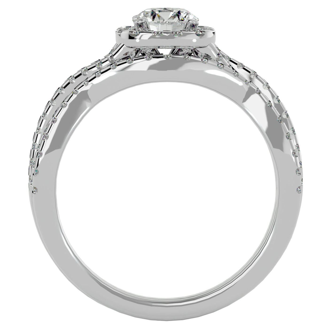 Inel Bijou Céleste cu Moissanite Pavè de 1.08 ct din Platina - Castelo.ro