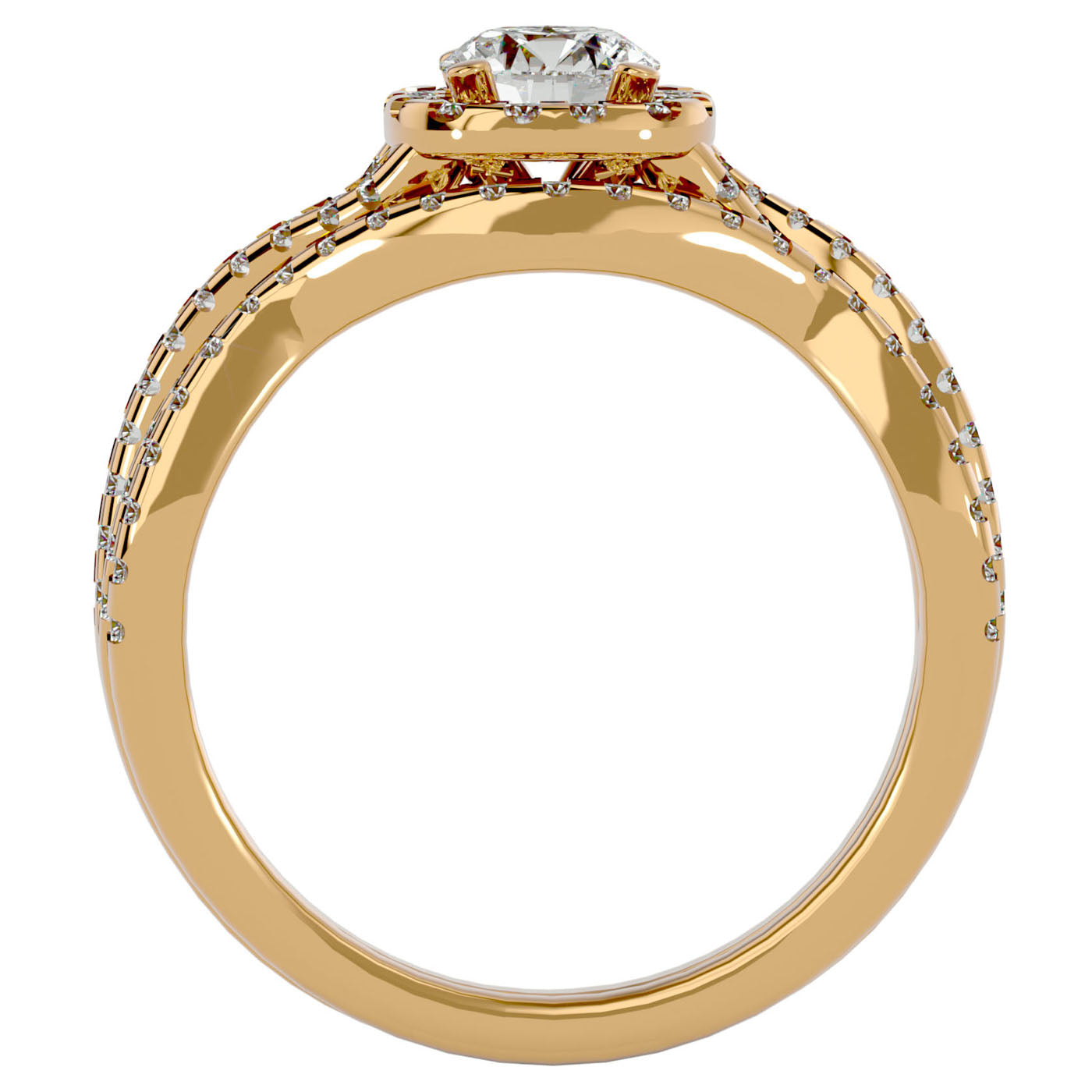 Inel Bijou Céleste cu Moissanite Pavè de 1.08 ct din 18k Aur Galben - Castelo.ro