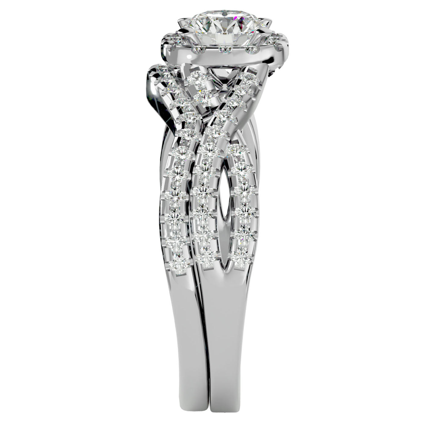 Inel Bijou Céleste cu Moissanite Pavè de 1.08 ct din Platina - Castelo.ro