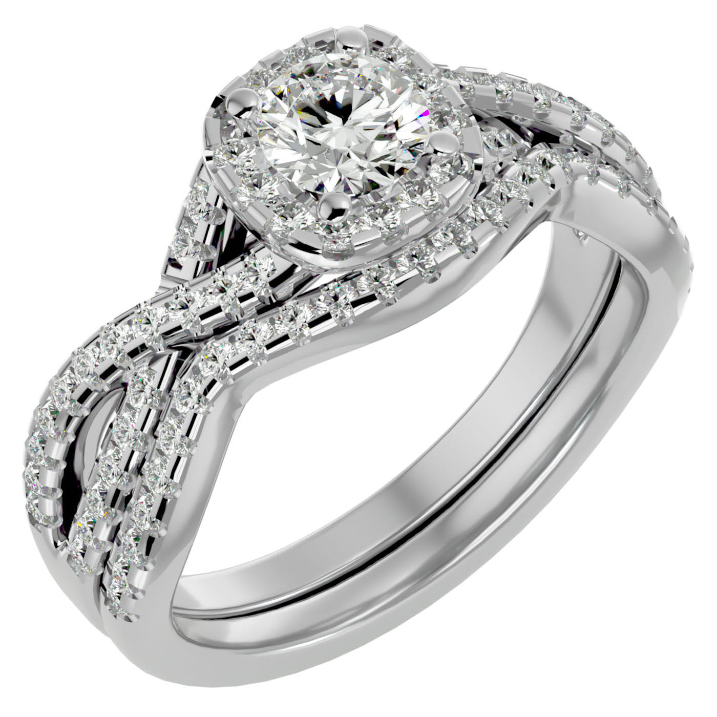 Inel Bijou Céleste cu Moissanite Pavè de 1.08 ct din Platina - Castelo.ro