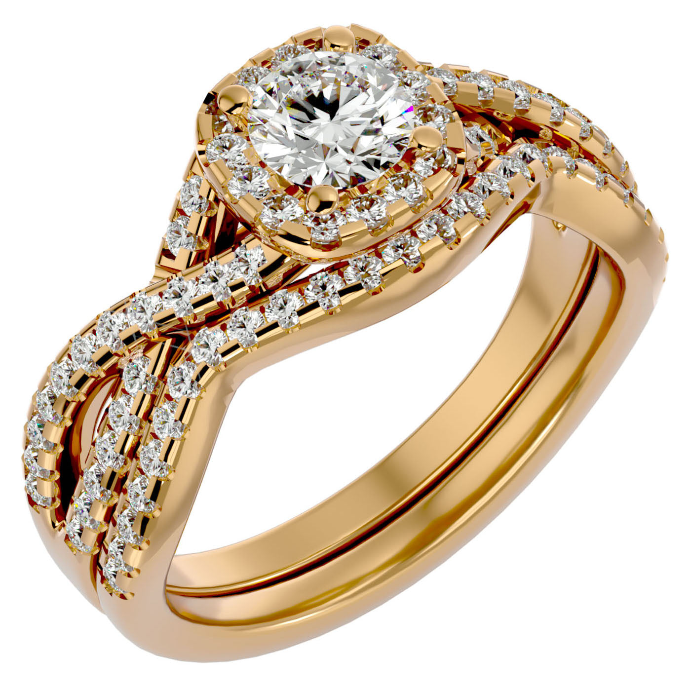 Inel Bijou Céleste cu Moissanite Pavè de 1.08 ct din 18k Aur Galben - Castelo.ro