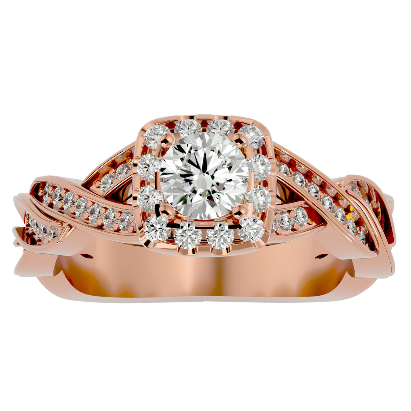 Inel L'Éclat Royale cu Diamante Create în Laborator Pavè de 0.91 ct din 18k Aur Roz - Castelo.ro