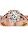 Inel L'Éclat Royale cu Diamante Naturale Pavè de 0.91 ct din 18k Aur Roz - Castelo.ro