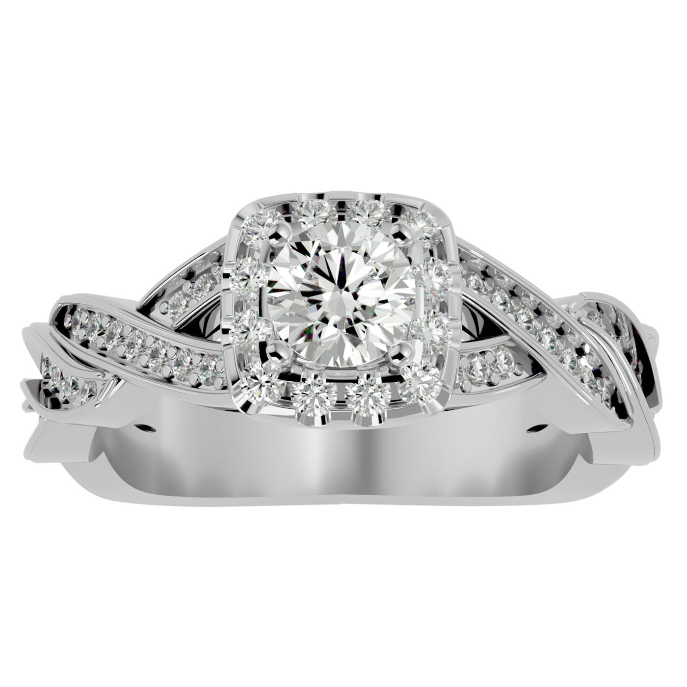 Inel L'Éclat Royale cu Diamante Create în Laborator Pavè de 0.91 ct din Platina - Castelo.ro