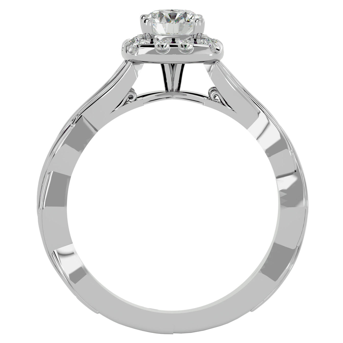 Inel L'Éclat Royale cu Diamante Create în Laborator Pavè de 0.91 ct din Platina - Castelo.ro