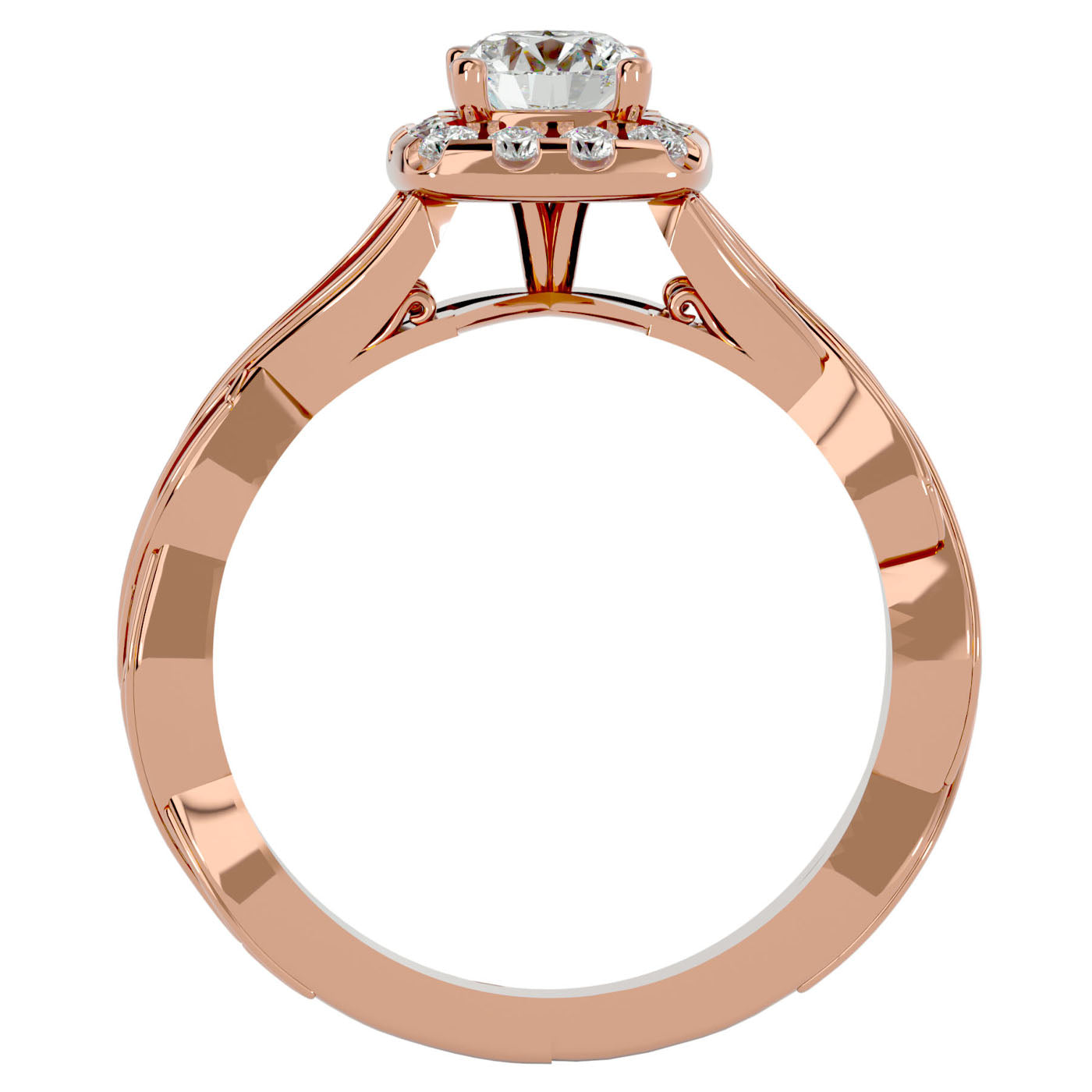 Inel L'Éclat Royale cu Diamante Create în Laborator Pavè de 0.91 ct din 18k Aur Roz - Castelo.ro