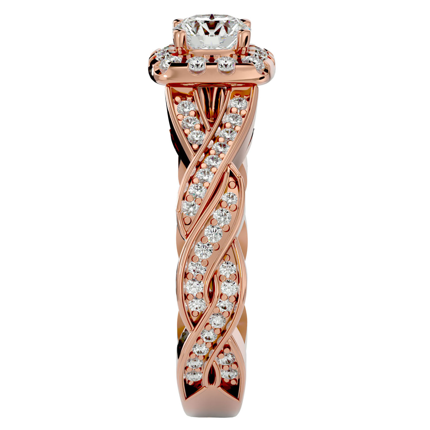 Inel L'Éclat Royale cu Diamante Create în Laborator Pavè de 0.91 ct din 18k Aur Roz - Castelo.ro