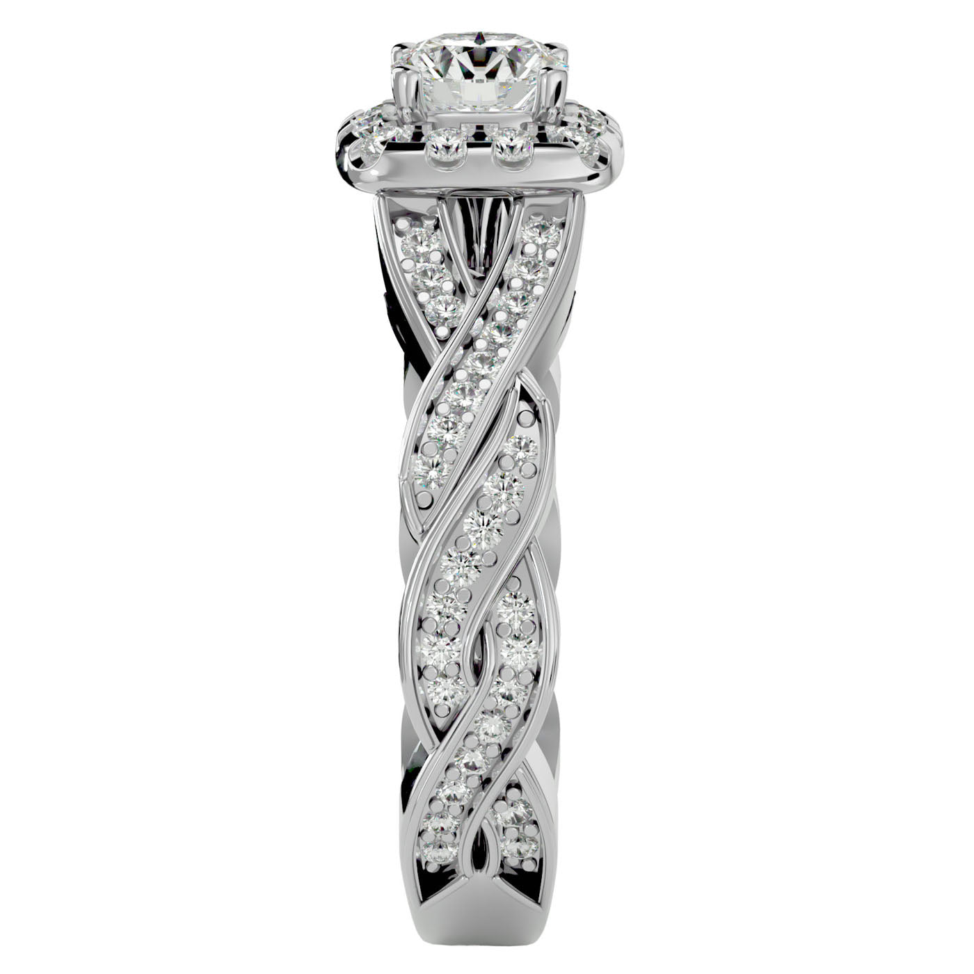 Inel L'Éclat Royale cu Diamante Create în Laborator Pavè de 0.91 ct din Platina - Castelo.ro
