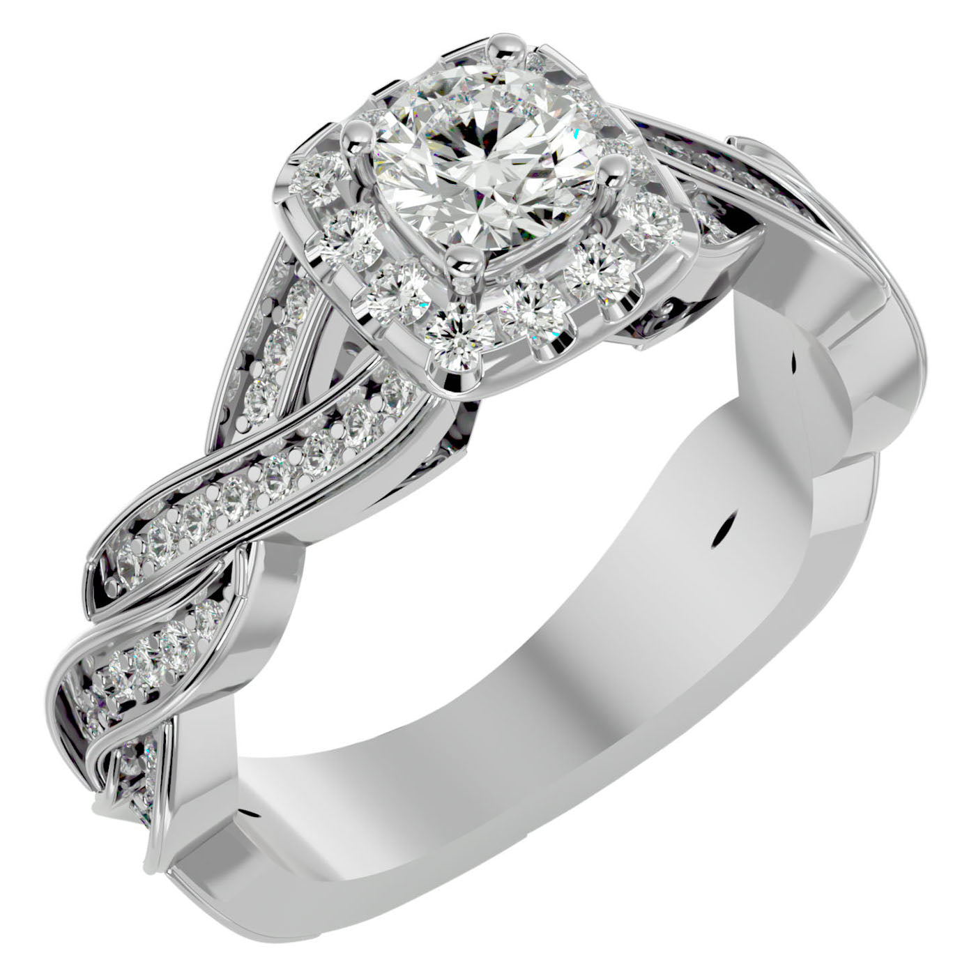 Inel L'Éclat Royale cu Diamante Create în Laborator Pavè de 0.91 ct din Platina - Castelo.ro