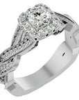 Inel L'Éclat Royale cu Diamante Create în Laborator Pavè de 0.91 ct din Platina - Castelo.ro