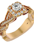 Inel L'Éclat Royale cu Diamante Create în Laborator Pavè de 0.91 ct din 18k Aur Galben - Castelo.ro