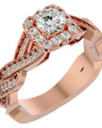 Inel L'Éclat Royale cu Diamante Naturale Pavè de 0.91 ct din 18k Aur Roz - Castelo.ro