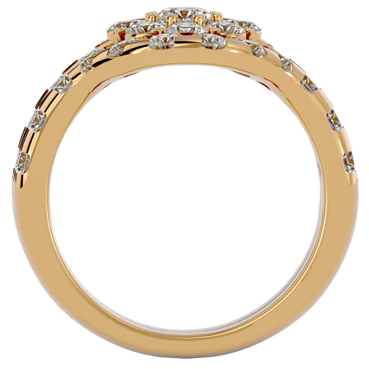 Inel L'Amour Éternel din Aur 14k cu Moissanite Halo Pavè de 2.00 ct din 14k Aur Galben - Castelo.ro