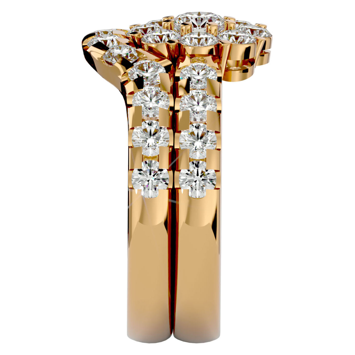 Inel L'Amour Éternel din Aur 14k cu Diamante Naturale Halo Pavè de 2.00 ct din 14k Aur Galben - Castelo.ro