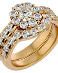 Inel L'Amour Éternel din Aur 14k cu Diamante Create în Laborator Halo Pavè de 2.00 ct din 14k Aur Galben - Castelo.ro
