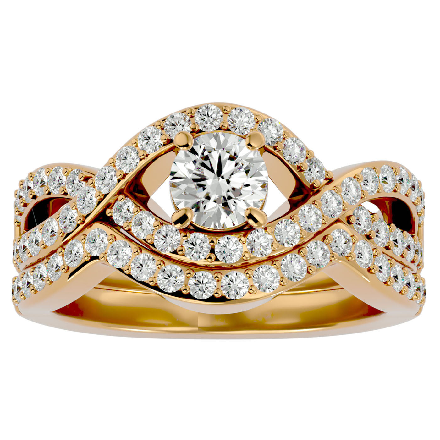 Inel Promesse d'Or cu Diamante Naturale Pavè de 1.36 ct din 18k Aur Galben - Castelo.ro
