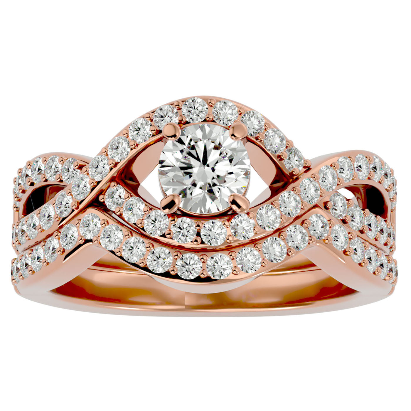 Inel Promesse d'Or cu Diamante Naturale Pavè de 1.36 ct din 18k Aur Roz - Castelo.ro