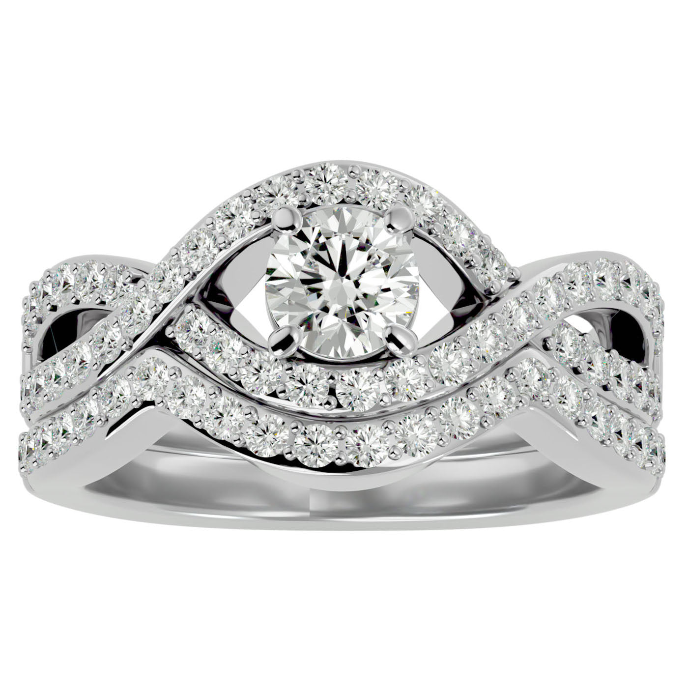 Inel Promesse d'Or cu Diamante Naturale Pavè de 1.36 ct din Platina - Castelo.ro