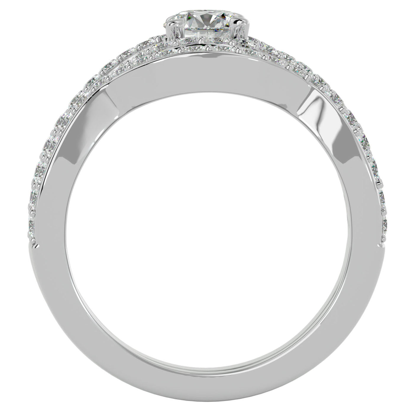 Inel Promesse d'Or din Aur 14k cu Moissanite Pavè de 1.36 ct din 14k Aur Alb - Castelo.ro