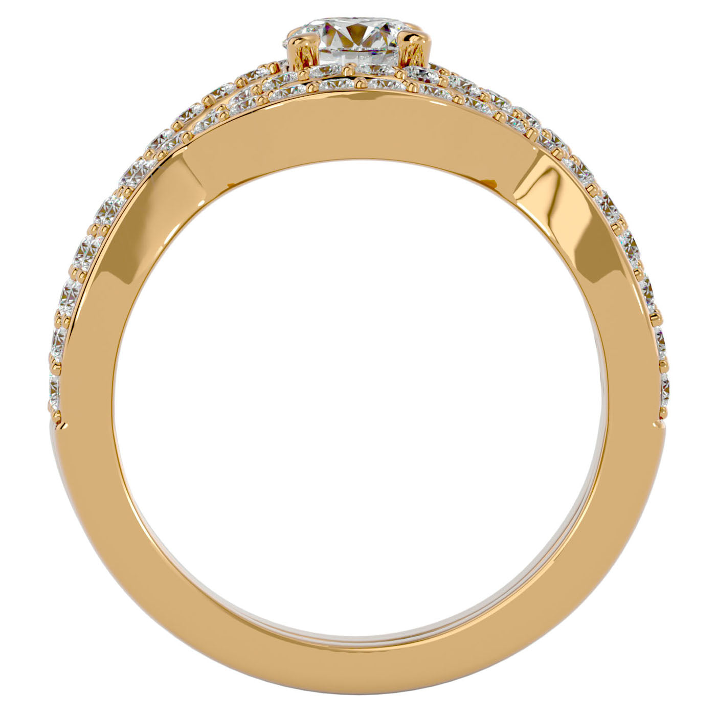 Inel Promesse d'Or din Aur 14k cu Moissanite Pavè de 1.36 ct din 14k Aur Galben - Castelo.ro