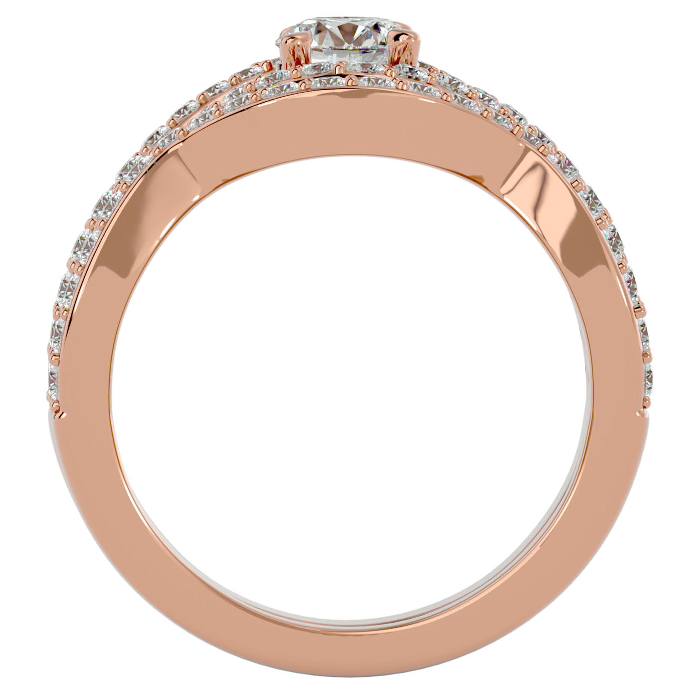 Inel Promesse d'Or cu Diamante Naturale Pavè de 1.36 ct din 18k Aur Roz - Castelo.ro
